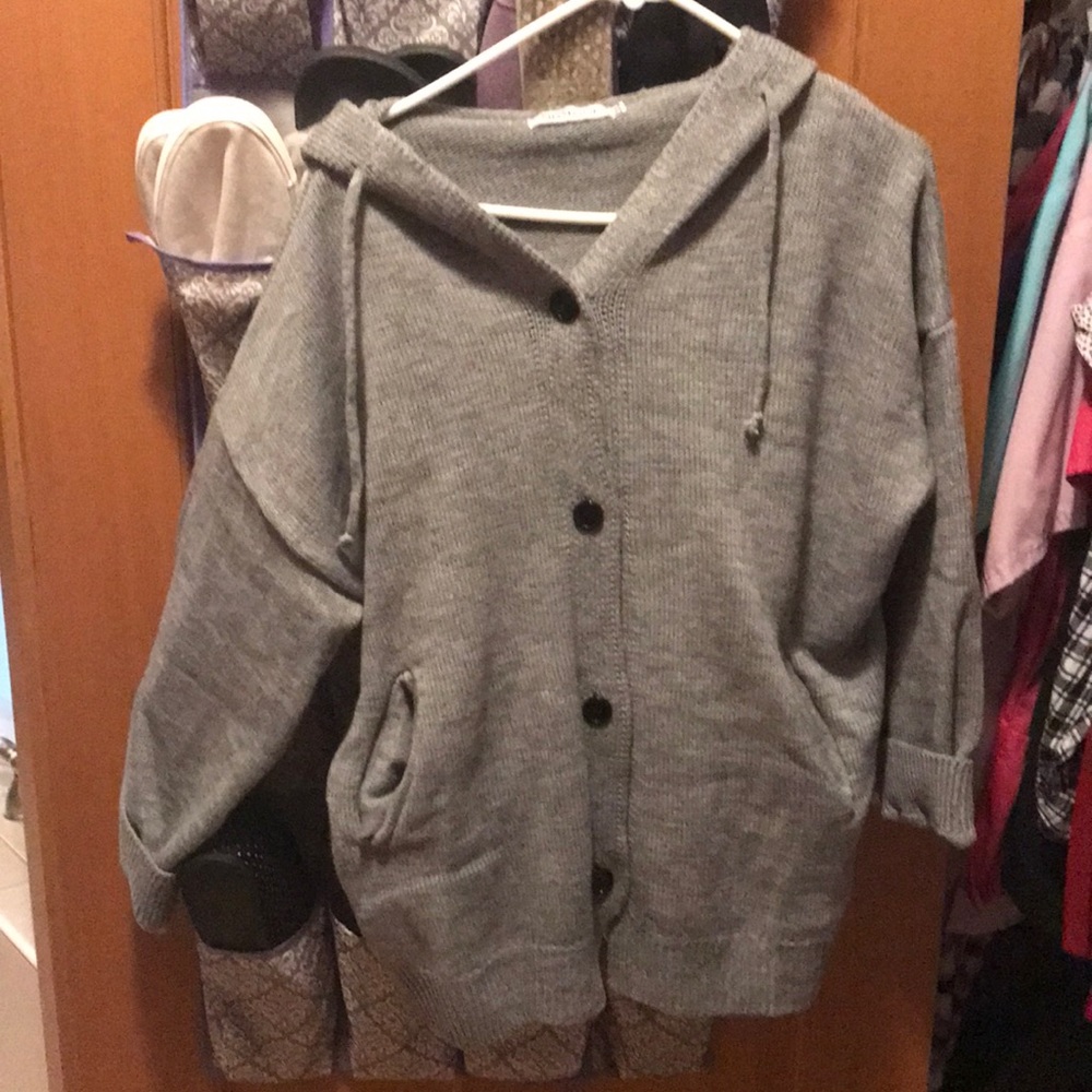 Button up sweater hoodie